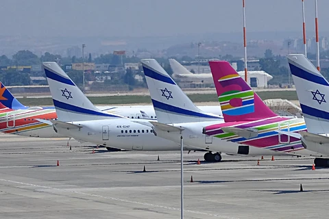 Máy bay của các hãng hàng không El Al Airlines, Israir và Arkia tại Sân bay Ben Gurion. (Nguồn: Globes)