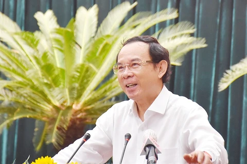 Bí thư Thành ủy Thành phố Hồ Chí Minh Nguyễn Văn Nên phát biểu tại Hội nghị. (Nguồn: Trang tin điện tử Đảng bộ Thành phố Hồ Chí Minh)