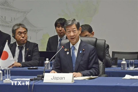 Bộ trưởng Môi trường Nhật Bản Shintaro Ito phát biểu tại cuộc họp ở Nagoya, Nhật Bản. (Ảnh: Kyodo/TTXVN)