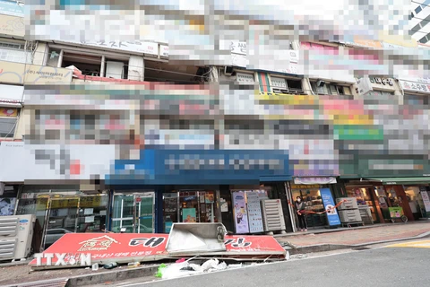 Hiện trường vụ nổ khí gas tại nhà hàng ở Changwon, Hàn Quốc. (Ảnh: Yonhap/TTXVN)