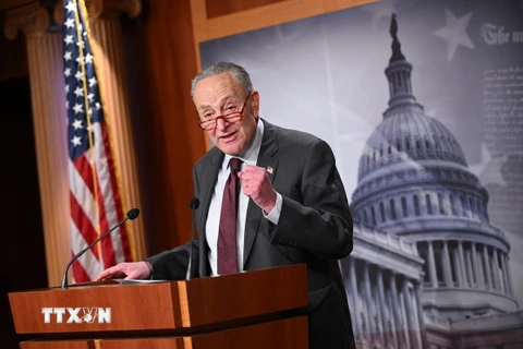 Lãnh đạo đa số tại Thượng viện Mỹ Chuck Schumer. (Ảnh: AFP/TTXVN)