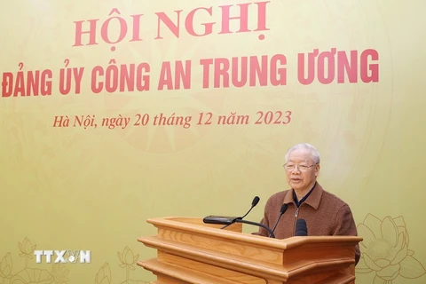 Tổng Bí thư Nguyễn Phú Trọng tại hội nghị. (Ảnh: Trí Dũng/TTXVN)