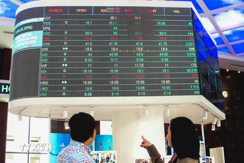 Nhà đầu tư theo dõi diễn biến thị trường chứng khoán tại Sở Giao dịch Chứng khoán Thành phố Hồ Chí Minh (HOSE). (Ảnh: Hứa Chung/TTXVN)