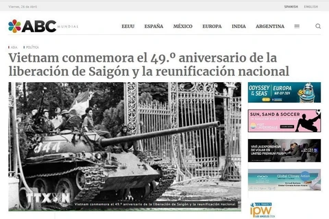 Ảnh chụp màn hình bài báo về Chiến thắng 30/4 của dân tộc Việt Nam đăng trên báo ABC Mundial của Argentina. (Ảnh: Diệu Hương/TTXVN)