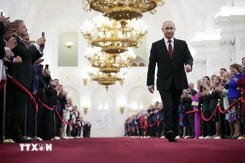 Ông Vladimir Putin tại lễ nhậm chức Tổng thống LB Nga nhiệm kỳ thứ 5 ở Moskva. (Ảnh: AFP/TTXVN)