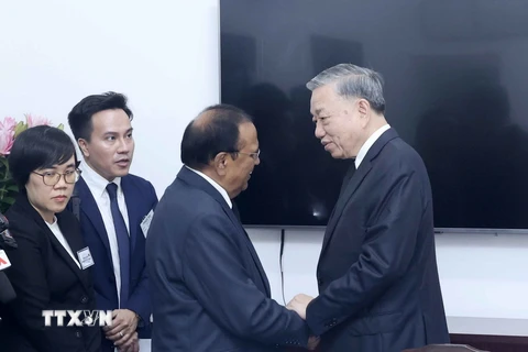 Chủ tịch nước Tô Lâm tiếp Cố vấn An ninh Quốc gia của Thủ tướng Ấn Độ Ajit Doval. (Ảnh: Nhan Sáng/TTXVN)