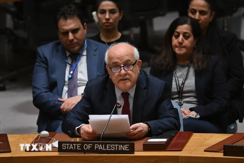 Đặc phái viên Palestine tại Liên hợp quốc Riyad Mansour. (Ảnh: AFP/TTXVN)