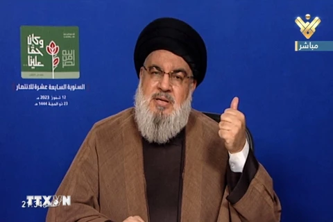 Thủ lĩnh phong trào Hezbollah tại Liban Hassan Nasrallah. (Ảnh: AFP/TTXVN)