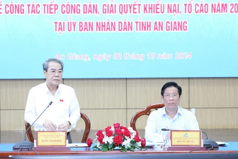 Trưởng Ban Dân nguyện Dương Thanh Bình phát biểu tại cuộc làm việc. (Nguồn: Cổng thông tin điện tử Quốc hội)