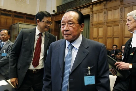 Phó Thủ tướng kiêm Ngoại trưởng Campuchia Hor Namhong tại phiên tòa của ICJ ngày 11/11 vừa qua. (Ảnh; AFP/TTXVN)