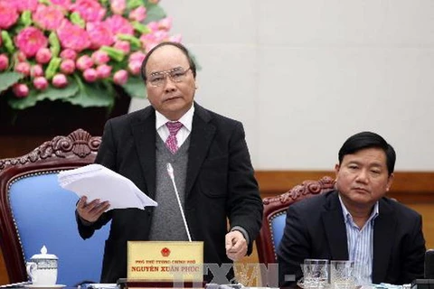 Phó Thủ tướng Nguyễn Xuân Phúc phát biểu tại Hội nghị. (Ảnh: Doãn Tấn/TTXVN)