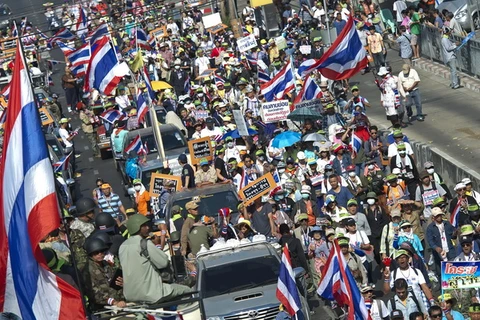 Cuộc biểu tình chống chính phủ tại thủ đô Bangkok, diễn ra ngày 31/1. (Ảnh: AFP/TTXVN phát)