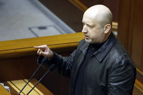 Tân Chủ tịch Quốc hội Ukraine Oleksandr Turchynov phát biểu trong phiên họp ở Kiev ngày 22/2. (Ảnh: AFP/TTXVN)