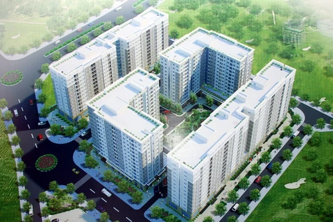 Phối cảnh Dự án khu nhà ở thu nhập thấp đô thị mới Bắc Cổ Nhuế-Chèm, Hà Nội. (Ảnh: Tuấn Anh/TTXVN)