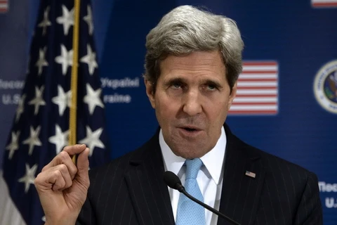 Ngoại trưởng Mỹ John Kerry phát biểu tại Kiev hôm 4/3 (Nguồn: AFP/TTXVN)