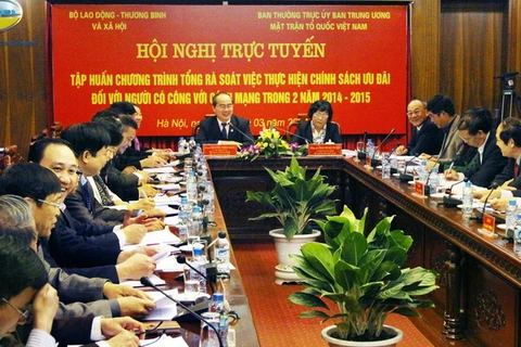 Toàn cảnh hội nghị trực tuyến tại Hà Nội. (Ảnh: Nguyễn Dân/TTXVN)