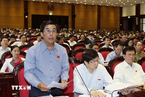 Đại biểu Quốc hội tỉnh Tiền Giang Trần Văn Tấn phát biểu ý kiến tại kỳ họp ngày 21/5. (Ảnh: Nguyễn Dân/TTXVN)