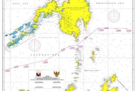 Bản đồ cho thấy ranh giới vùng đặc quyền kinh tế giữa Philippines và Indonesia. (Nguồn: DFA)
