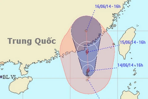 Dự báo đường đi và vị trí cơn bão. (Nguồn: nchmf.gov.vn)