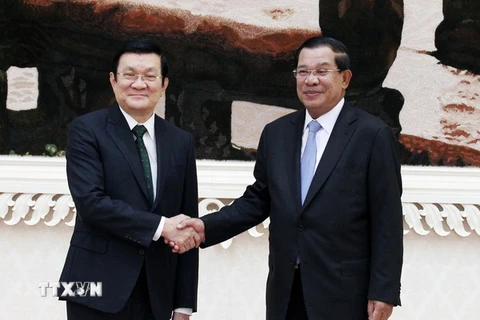 Chủ tịch nước Trương Tấn Sang tiếp các lãnh đạo Campuchia