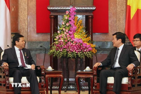Chủ tịch nước Trương Tấn Sang tiếp Chủ tịch Hạ viện Indonesia 