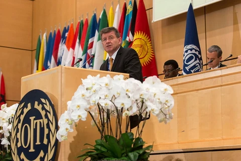 Tổng Giám đốc ILO Guy Ryder phát biểu tại Hội nghị lần thứ 104 Quốc tế Lao động (ILC) ở Geneva. (Nguồn: un.org)