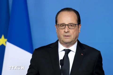 Tổng thống Pháp Francois Hollande tại Hội nghị thượng đỉnh Liên minh châu Âu (EU) ở Brussels, Bỉ ngày 26/6. (Ảnh: AFP/TTXVN)