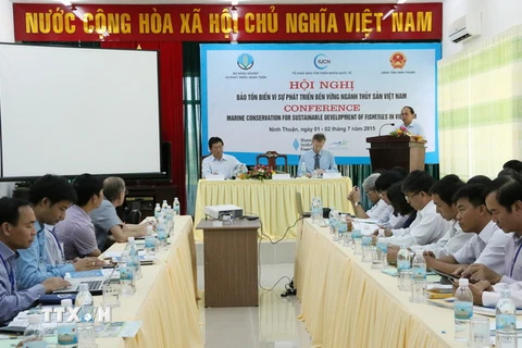 Thứ trưởng Bộ Nông nghiệp và Phát triển nông thôn Vũ Văn Tám phát biểu tại Hội nghị. (Ảnh: Đức Ánh/TTXVN)
