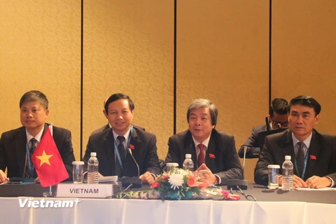 Đoàn Việt Nam tại cuộc họp của Ủy ban về các vấn đề chính trị. (Ảnh: Kim Dung-Chí Giáp/Vietnam+)
