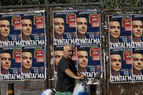 Áp phích tranh cử của đảng Syriza ở trung tâm Athens. (Nguồn: ANSA)
