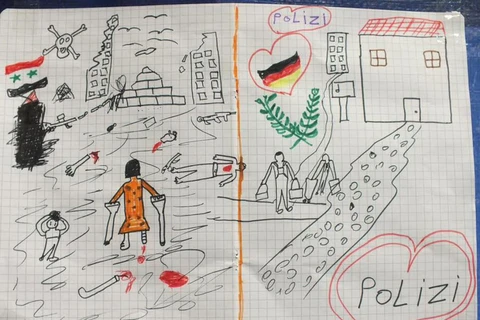 Bức tranh được gỉa định là của một cô bé Syria. (Nguồn: independent.co.uk)