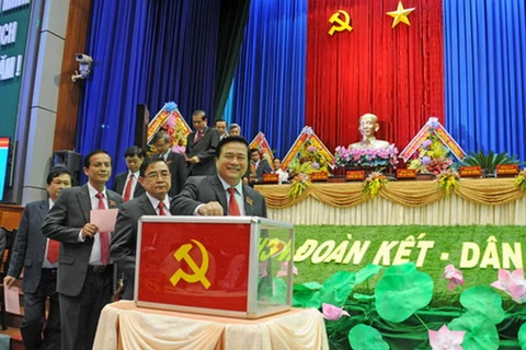 Bầu Ban Chấp hành Đảng bộ tỉnh Long An lần thứ X, nhiệm kỳ 2015-2020. (Nguồn: .longan.gov.vn)