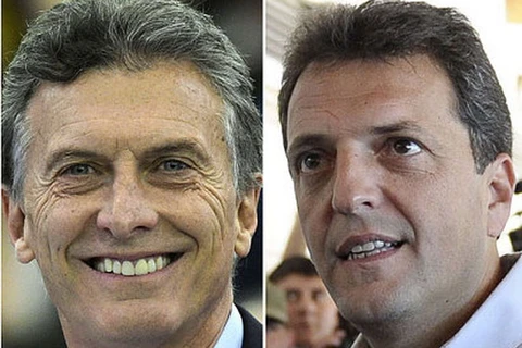 Hai ứng cử viên tổng thống Argentina Sergio Scioli và Mauricio Macri. (Nguồn: telegraph.co.uk)