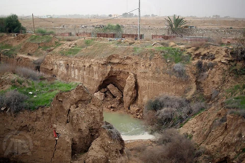 Một khu vực nơi các đường hầm đã bị ngập lụt. (Nguồn: ynetnews.com)