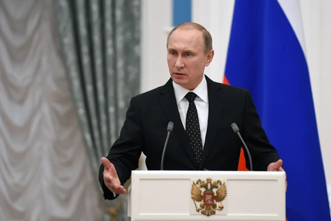 Tổng thống Nga Vladimir Putin tại cuộc họp báo ở thủ đô Moskva ngày 26/11 vừa qua. (Ảnh: AFP/TTXVN)