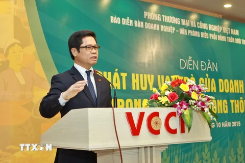Ông Vũ Tiến Lộc, Chủ tịch Phòng Thương mại và Công nghiệp Việt Nam. (Ảnh: Minh Quyết/TTXVN)