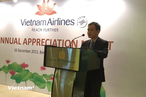 Trưởng Chi nhánh Tổng công ty Hàng không Việt Nam tại Indonesia Nghiêm Văn Khánh. (Ảnh: Đỗ Quyên/Vietnam+)