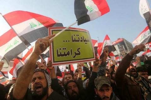 Iraq biểu tình chống sự hiện diện của quân đội Thổ Nhĩ Kỳ hồi đầu tháng này. (Nguồn: Getty)