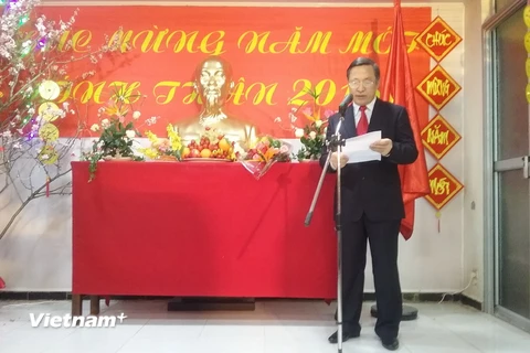 Đại sứ Việt Nam tại Algeria Vũ Thế Hiệp phát biểu. (Ảnh: Nguyễn Thanh Bình/Vietnam+)