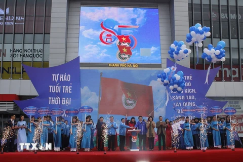 Quang cảnh buổi Lễ phát động và ra quân Tháng Thanh niên năm 2016 của Thành đoàn Hà Nội. (Ảnh: Kim Anh/TTXVN)