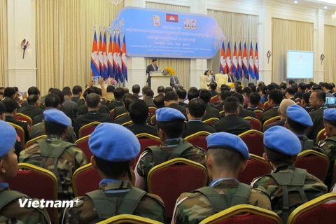 Toàn cảnh lễ tổng kết 10 năm tham gia lực luợng gìn giữ hòa bình Liên hợp quốc của Campuchia. (Ảnh: Xuân Khu/Vietnam+)