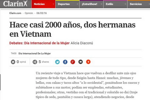 Truyền thông Argentina ca ngợi hình ảnh người phụ nữ Việt Nam
