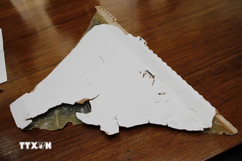 Một trong hai mảnh vỡ nghi của chiếc máy bay MH370 được tìm thấy ở Mozambique. (Ảnh: THX/TTXVN)