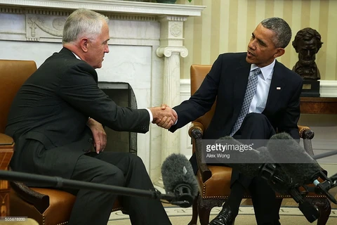 Thủ tướng Australia Malcolm Turnbull và Tổng thống Mỹ Barack Obama. (Nguồn: gettyimages.co.uk)