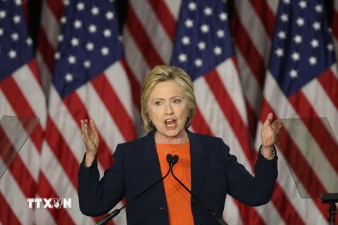 Ứng cử viên hàng đầu của đảng Dân chủ Hillary Clinton. (Ảnh: AFP/TTXVN)