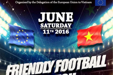 Banner quảng cáo trận đấu được Phái đoàn EU thiết kế và đăng trên trang facebook chính thức.