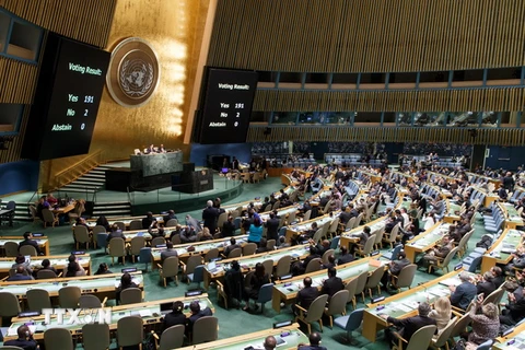 Toàn cảnh phiên họp toàn thể Đại hội đồng Liên hợp quốc tại New York. (Ảnh: THX/TTXVN)
