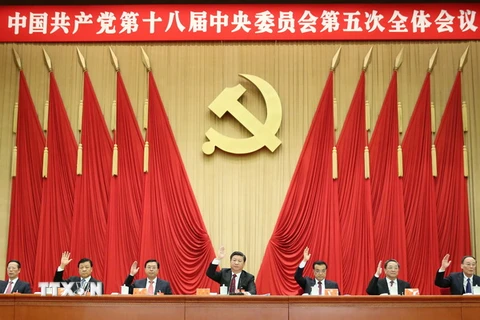 Hội nghị toàn thể lần thứ 5 Ban chấp hành Trung ương khóa 18 Đảng Cộng sản Trung Quốc. (Ảnh: THX/TTXVN)
