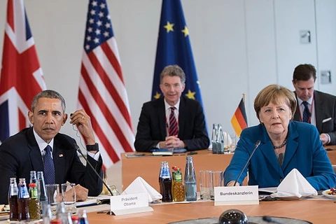 Thủ tướng Đức Angela Merkel và Tổng thống Mỹ Barack Obama - hàng đầu. (Nguồn: Getty Images)
