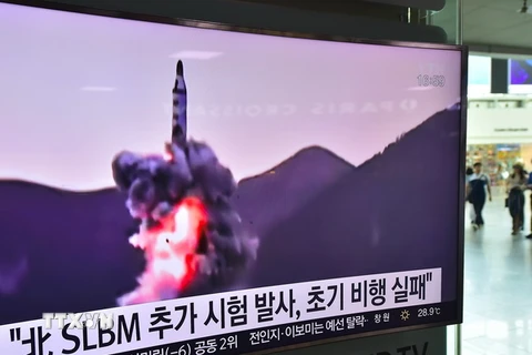 Triều Tiên phóng thử tên lửa. (Ảnh: AFP/TTXVN)